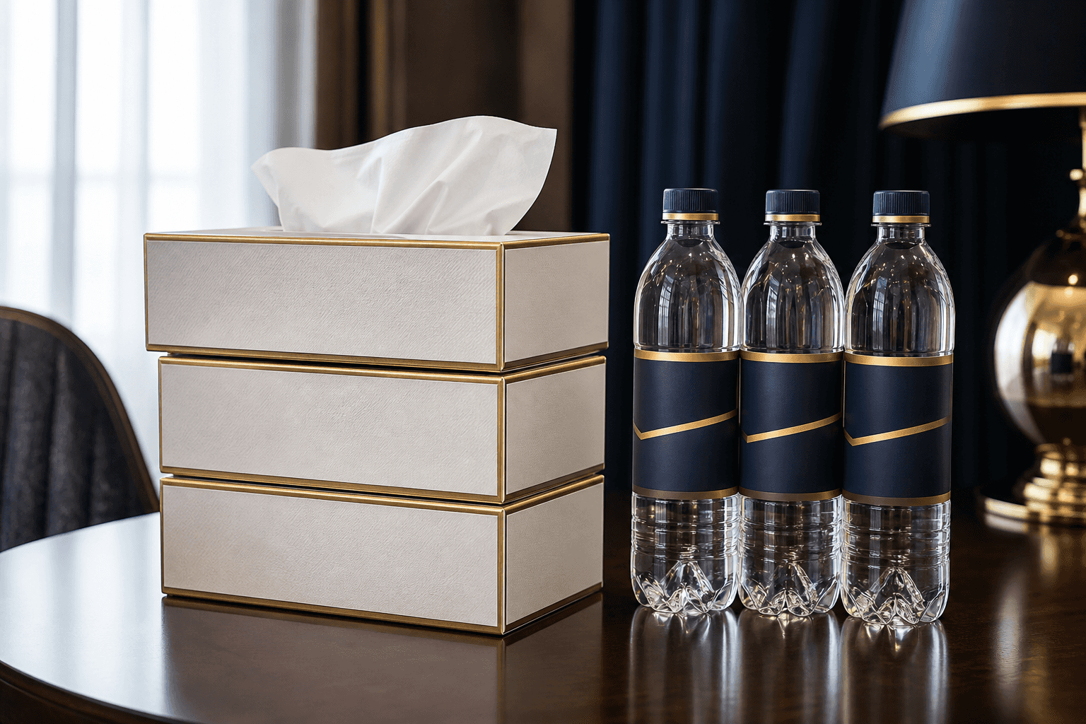Customized Tissue & Water Bottles